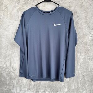 Nike Swim‎ Long Sleeve Dri-FIT UPF 40+ Rash Guard Top Blue Men's Small